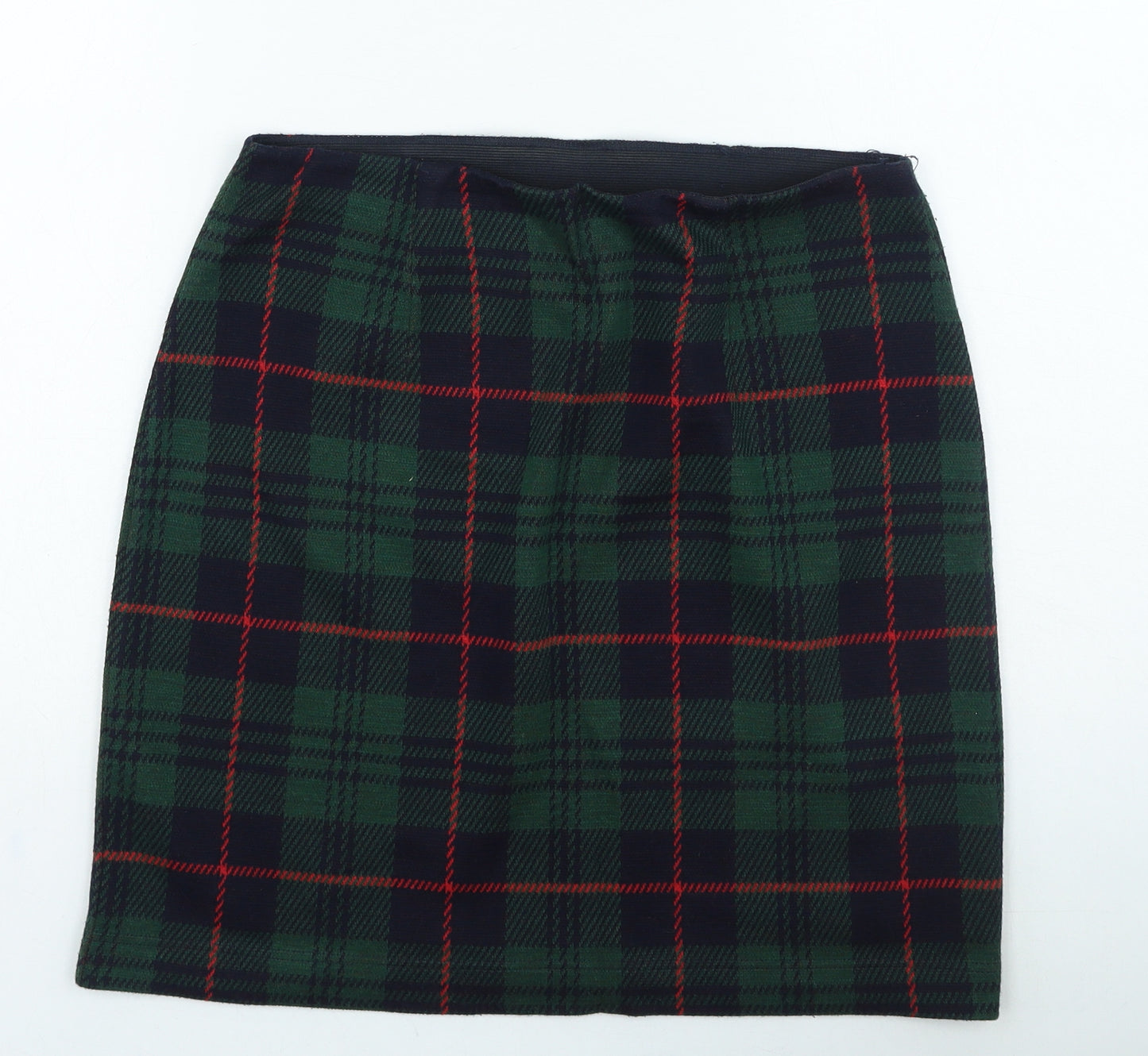 St Micheal Womens Green Check Acrylic Mini Skirt Size 14