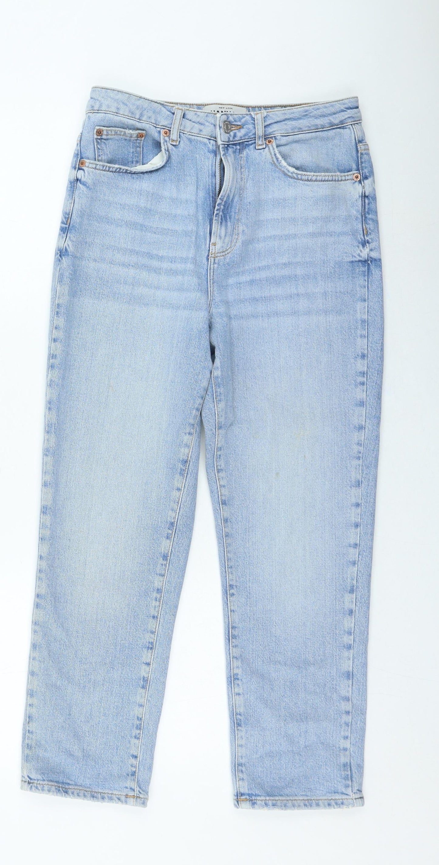 New Look Womens Blue Cotton Straight Jeans Size 10 L25 in Regular