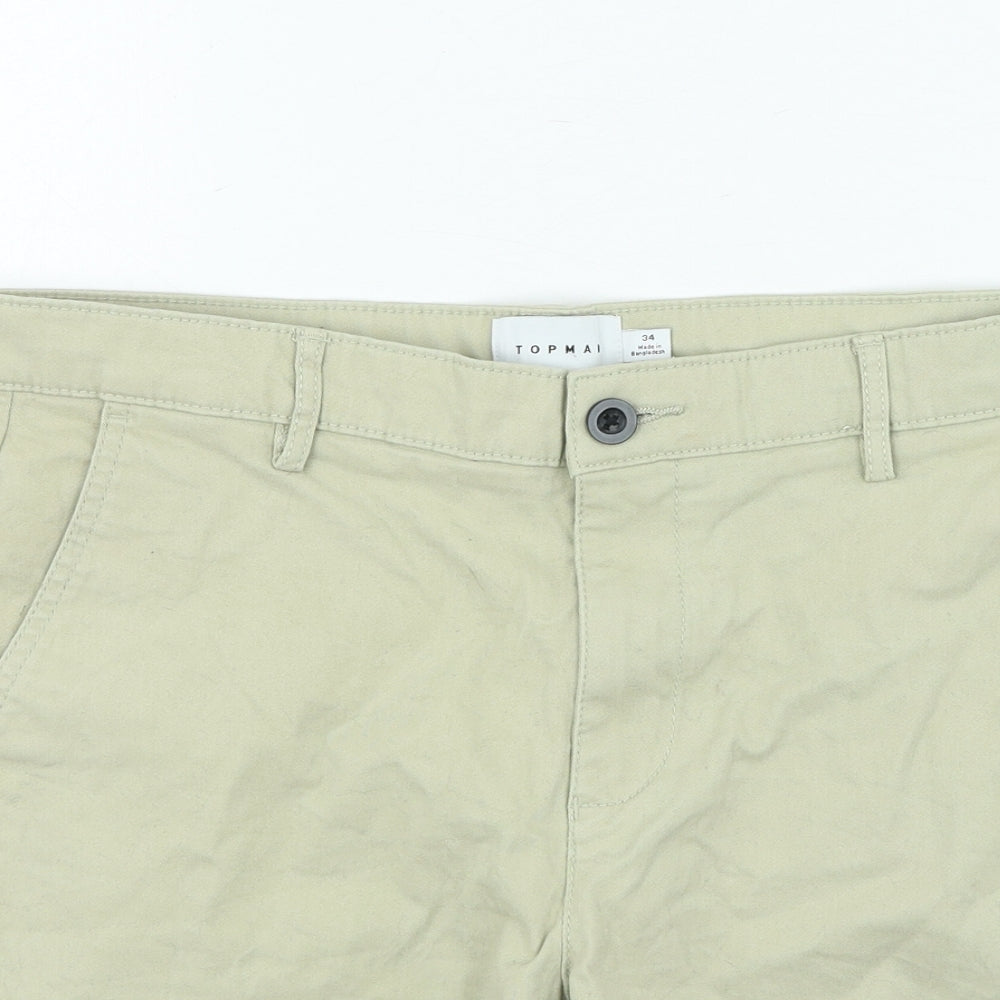 Topman Mens Beige Cotton Chino Shorts Size 34 in L11 in Regular