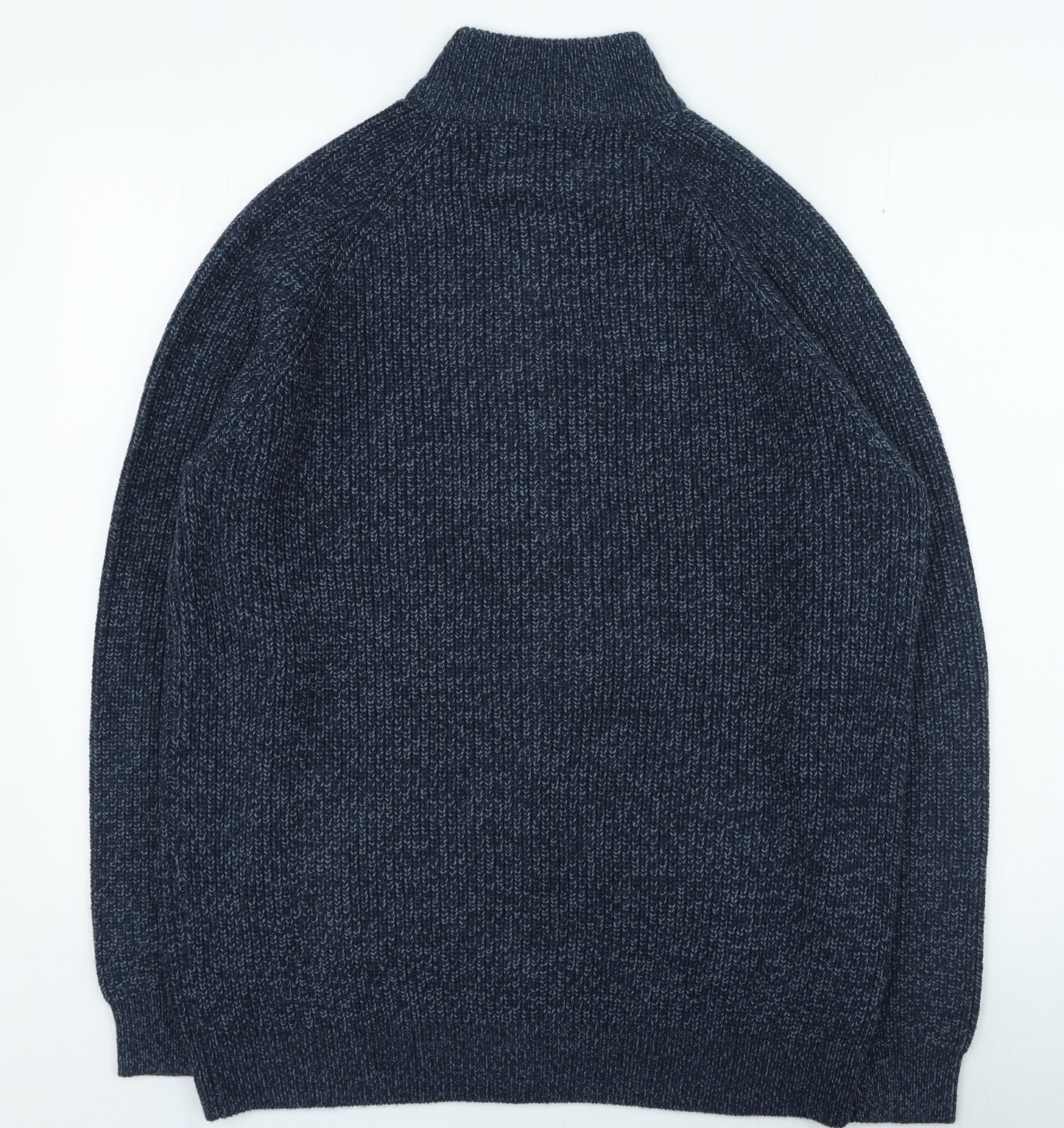 F&F Mens Blue High Neck Acrylic Full Zip Jumper Size XL