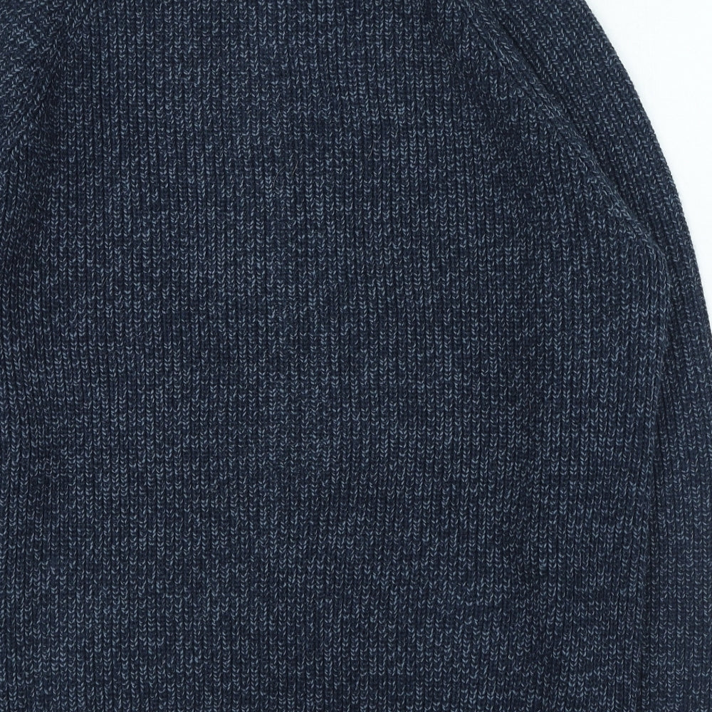 F&F Mens Blue High Neck Acrylic Full Zip Jumper Size XL