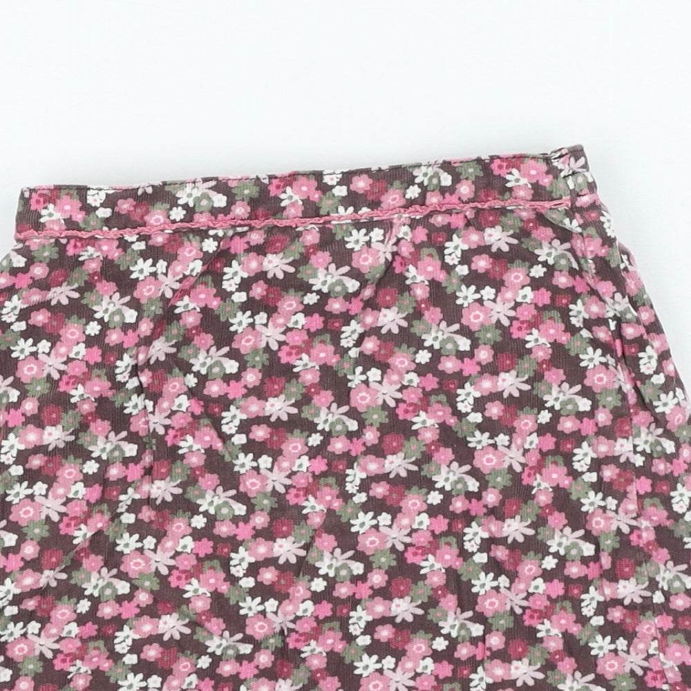 Preworn Girls Pink Floral Cotton Flare Skirt Size 5-6 Years Regular