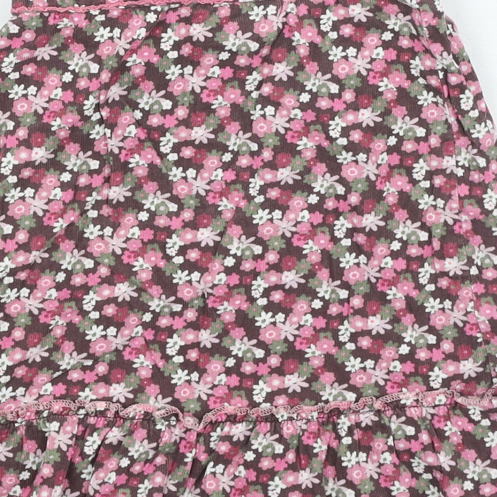 Preworn Girls Pink Floral Cotton Flare Skirt Size 5-6 Years Regular