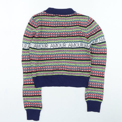 Topshop Womens Multicoloured High Neck Geometric Polyester Pullover Jumper Size 8