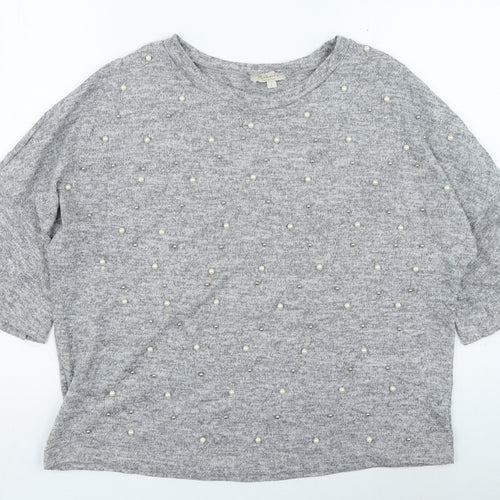 Bella Materna Womens Grey Round Neck Polyester Pullover Jumper Size L