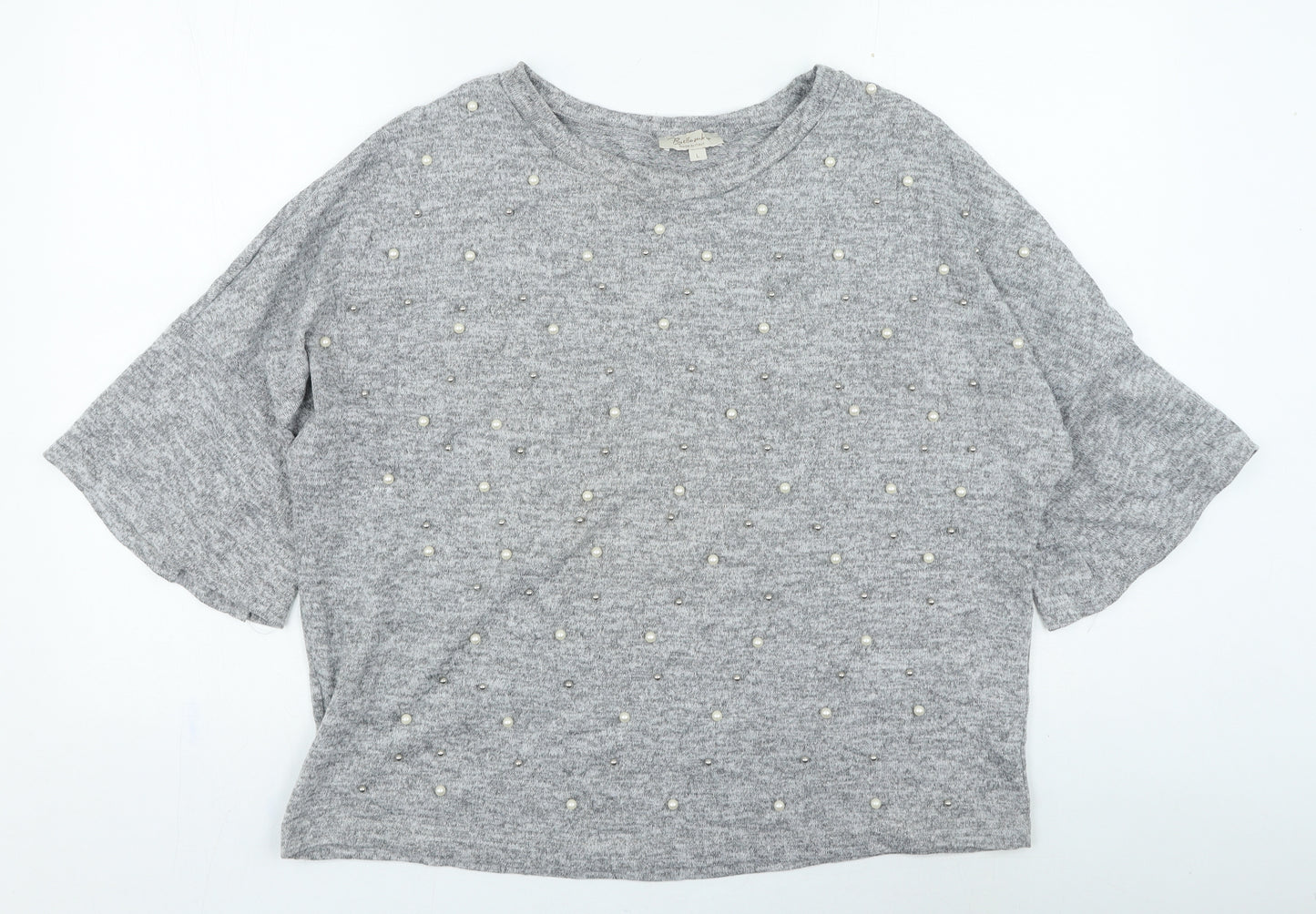Bella Materna Womens Grey Round Neck Polyester Pullover Jumper Size L