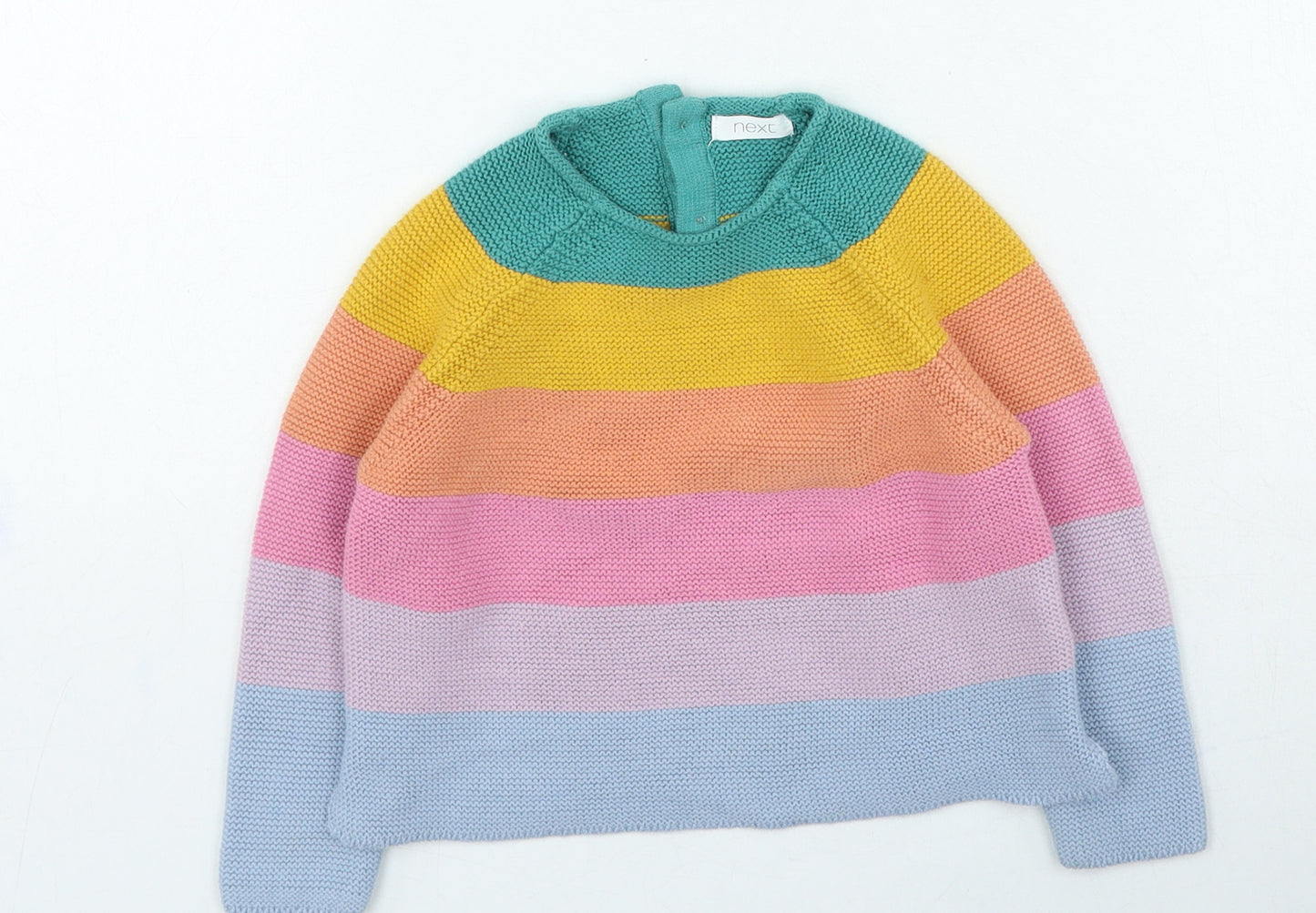NEXT Girls Multicoloured Striped Acrylic Pullover Jumper Size 12-18 Months