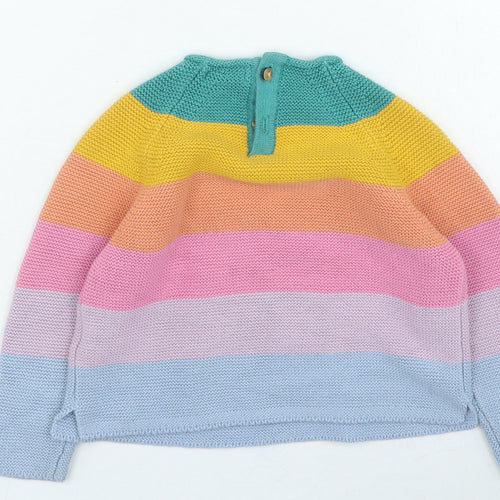 NEXT Girls Multicoloured Striped Acrylic Pullover Jumper Size 12-18 Months