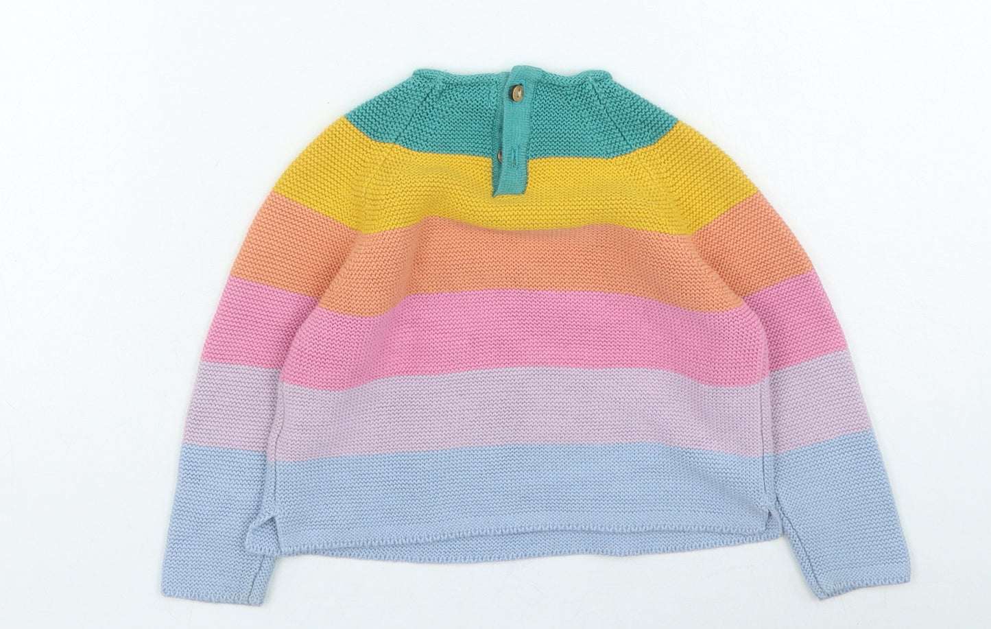 NEXT Girls Multicoloured Striped Acrylic Pullover Jumper Size 12-18 Months