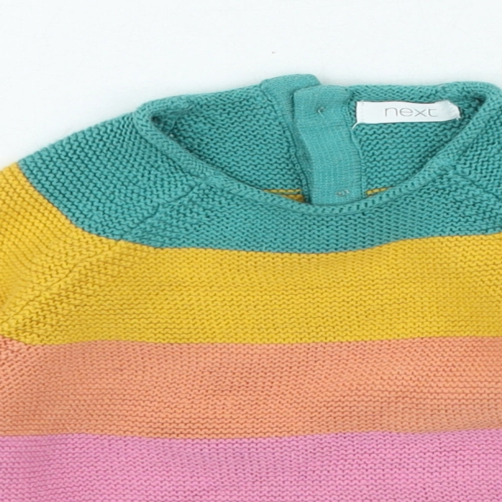 NEXT Girls Multicoloured Striped Acrylic Pullover Jumper Size 12-18 Months