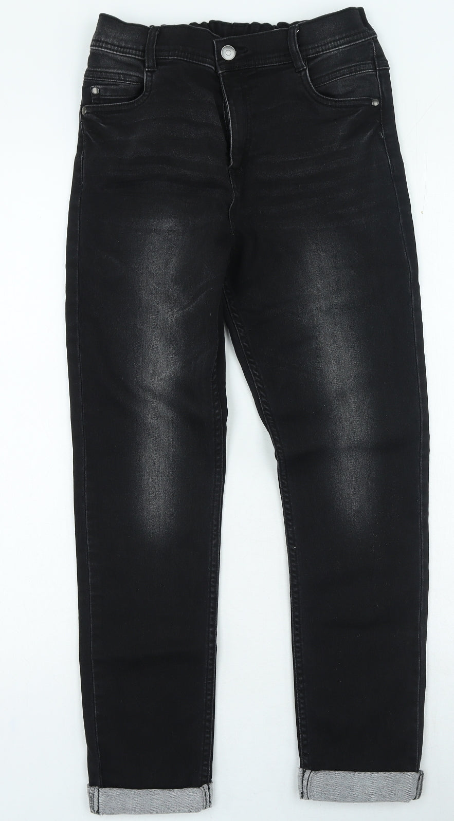 Nutmeg Boys Black Cotton Straight Jeans Size 11-12 Years Regular