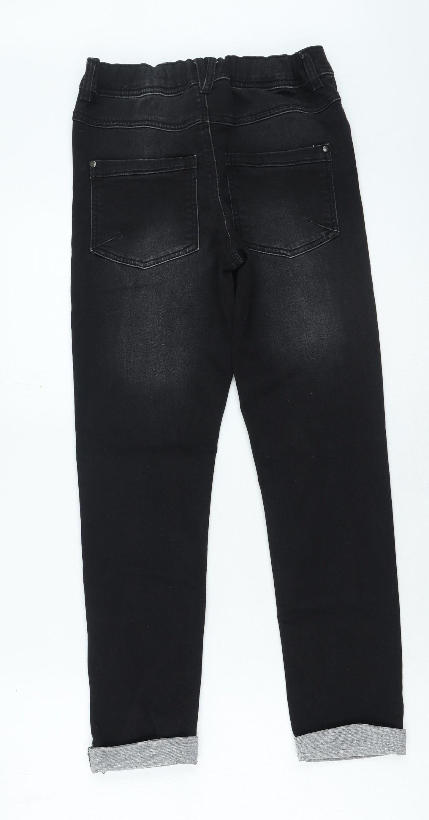 Nutmeg Boys Black Cotton Straight Jeans Size 11-12 Years Regular