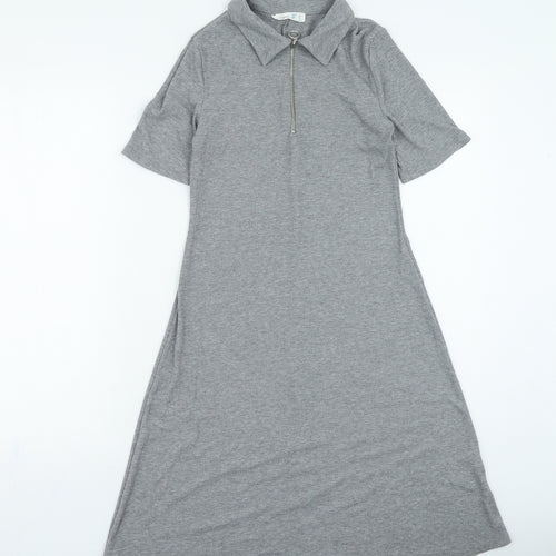 Primark Womens Grey Polyester Bodycon Size 8 Collared