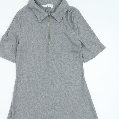 Primark Womens Grey Polyester Bodycon Size 8 Collared