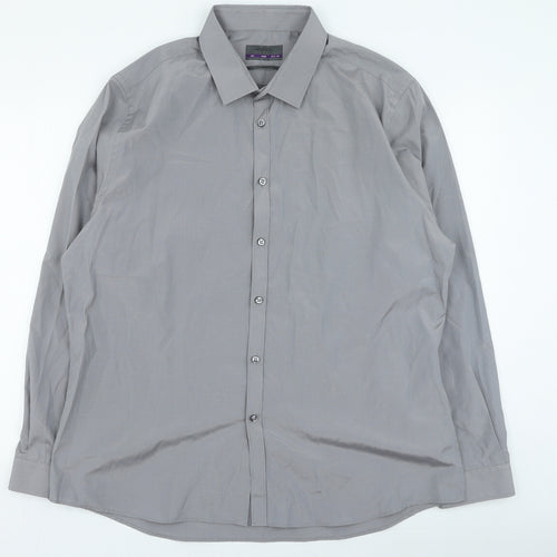 Burton Mens Grey Striped Cotton Button-Up Size 2XL Collared