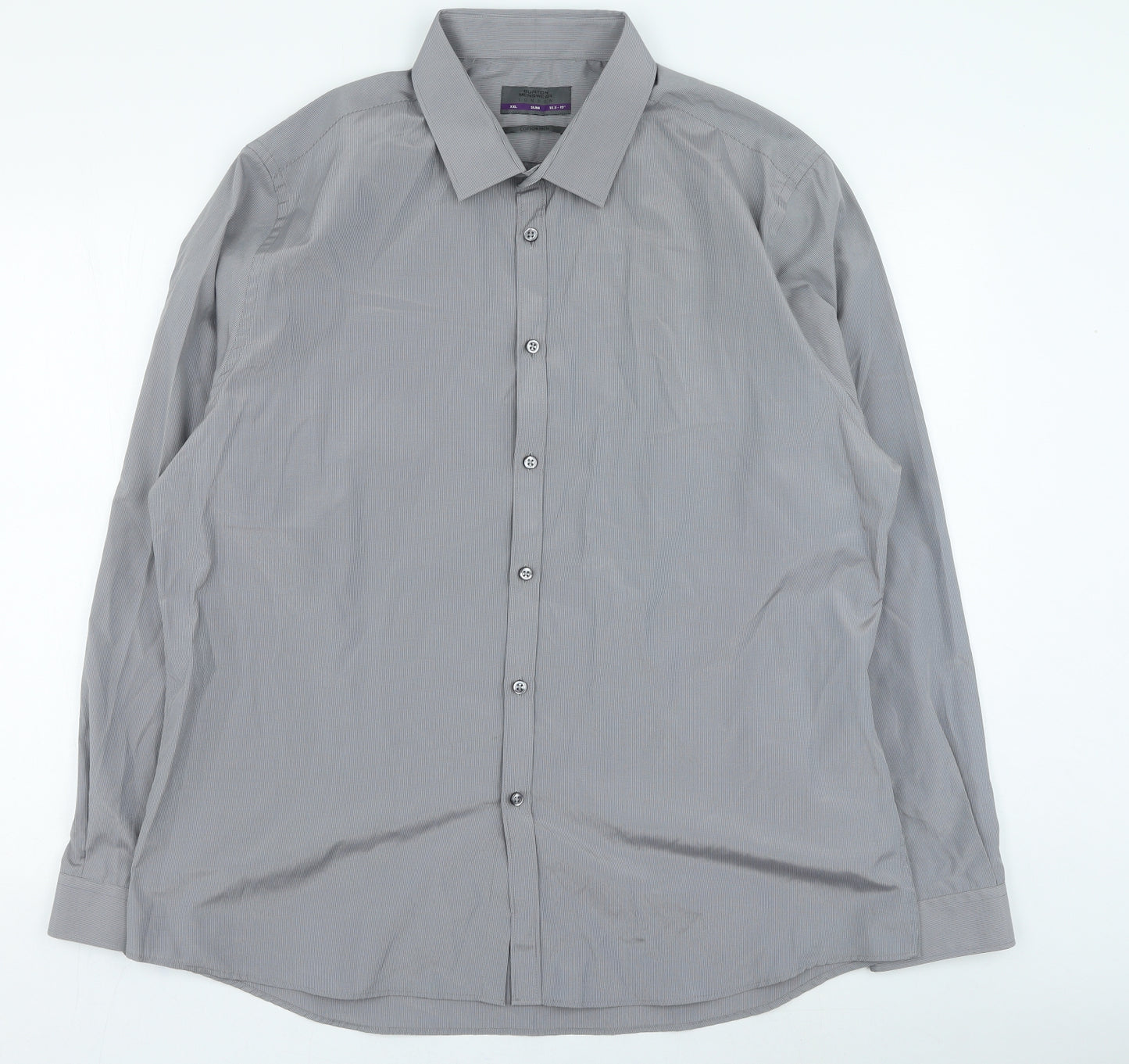 Burton Mens Grey Striped Cotton Button-Up Size 2XL Collared