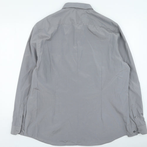 Burton Mens Grey Striped Cotton Button-Up Size 2XL Collared