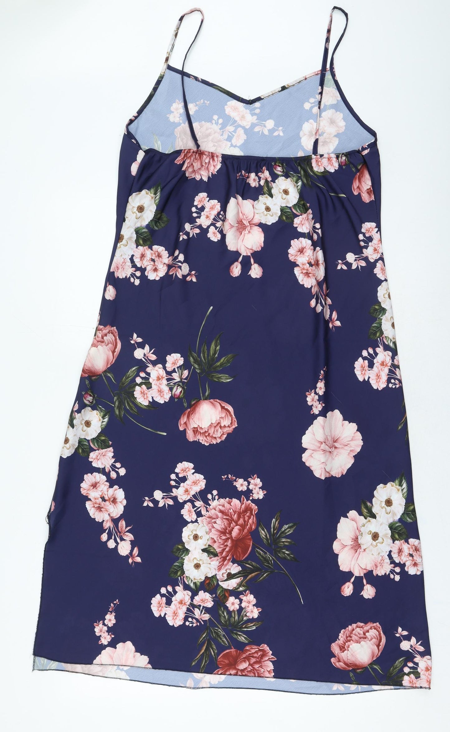 Boohoo Womens Blue Floral Polyester Pencil Dress Size 16 V-Neck