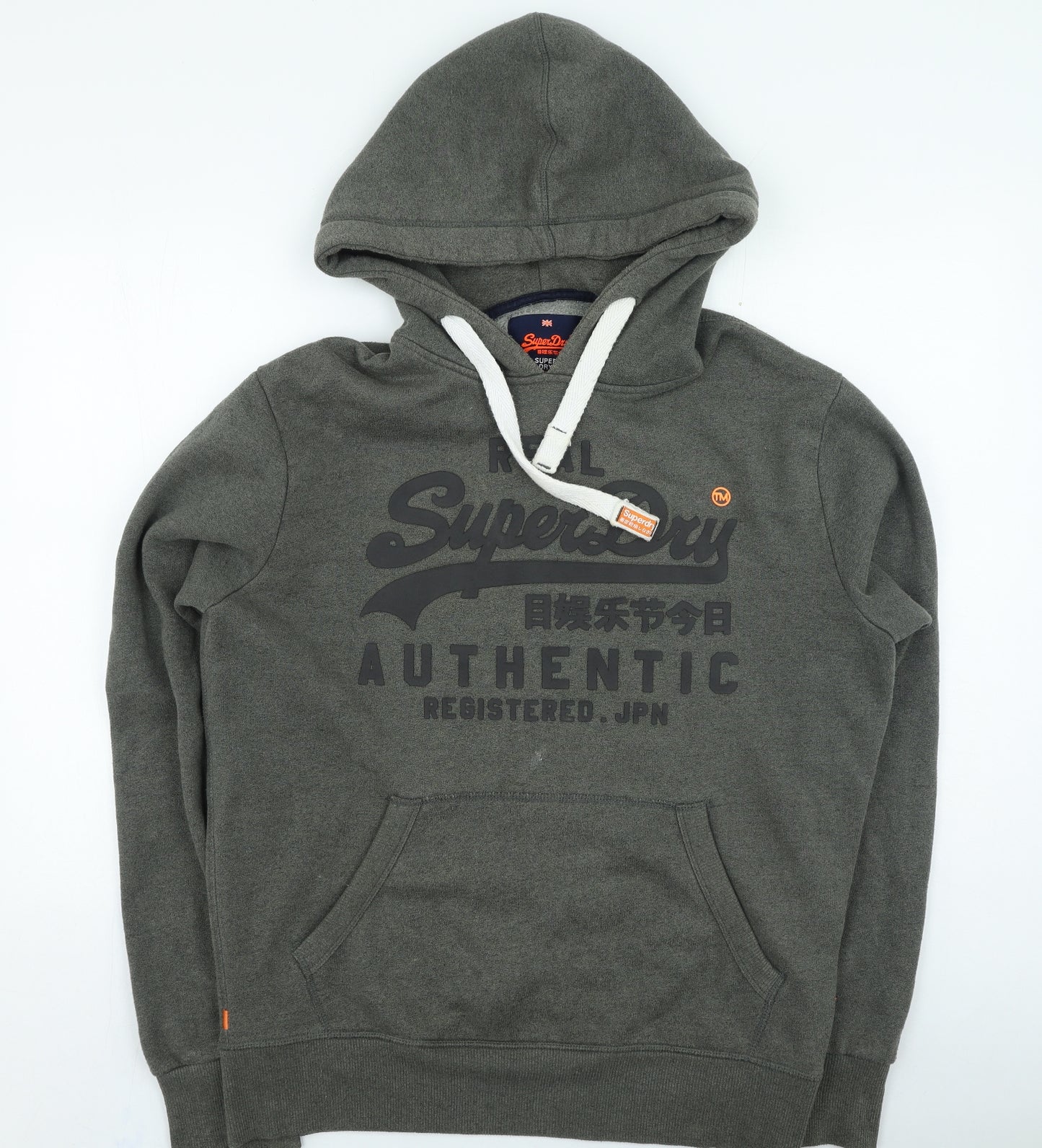 Superdry Mens Green Cotton Pullover Hoodie Size M