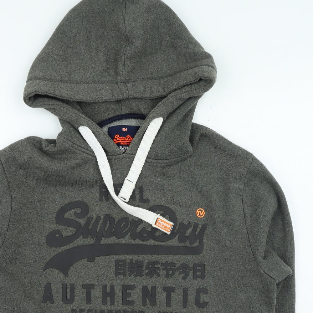 Superdry Mens Green Cotton Pullover Hoodie Size M