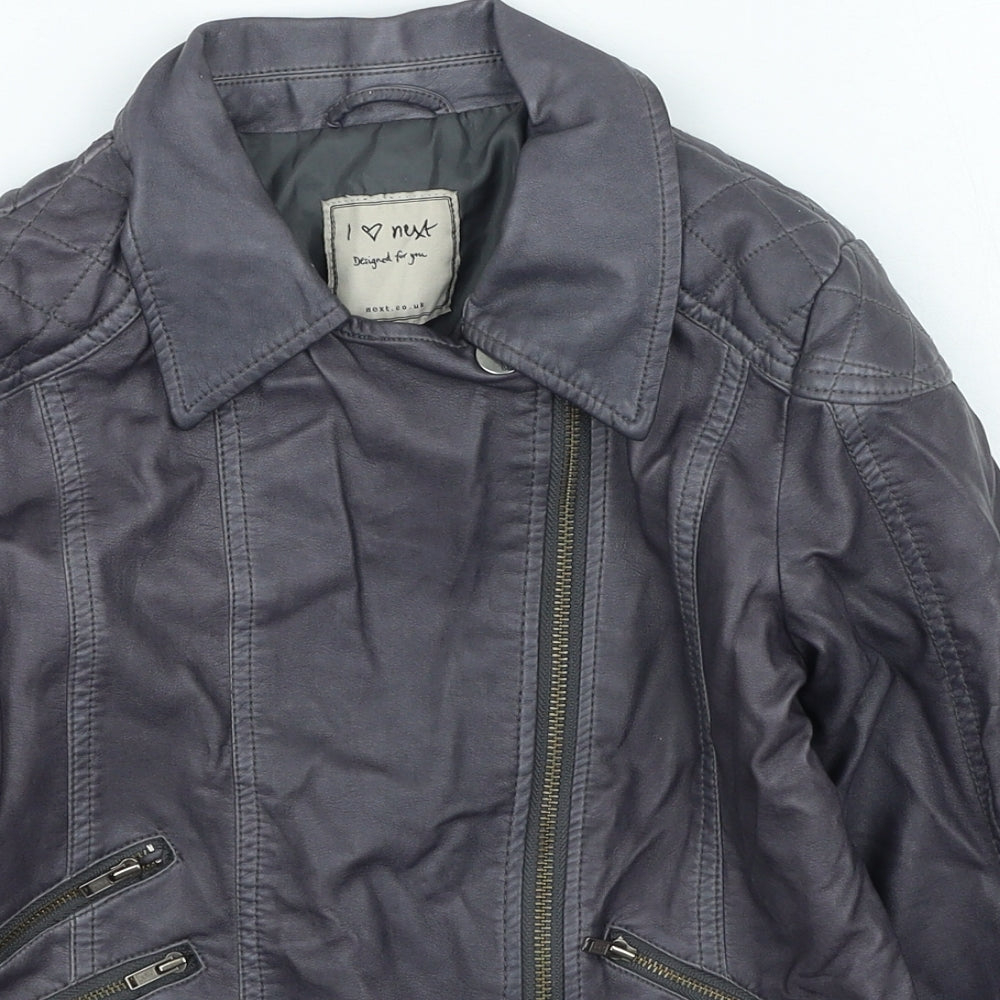 NEXT Girls Grey Biker Jacket Size 9-10 Years