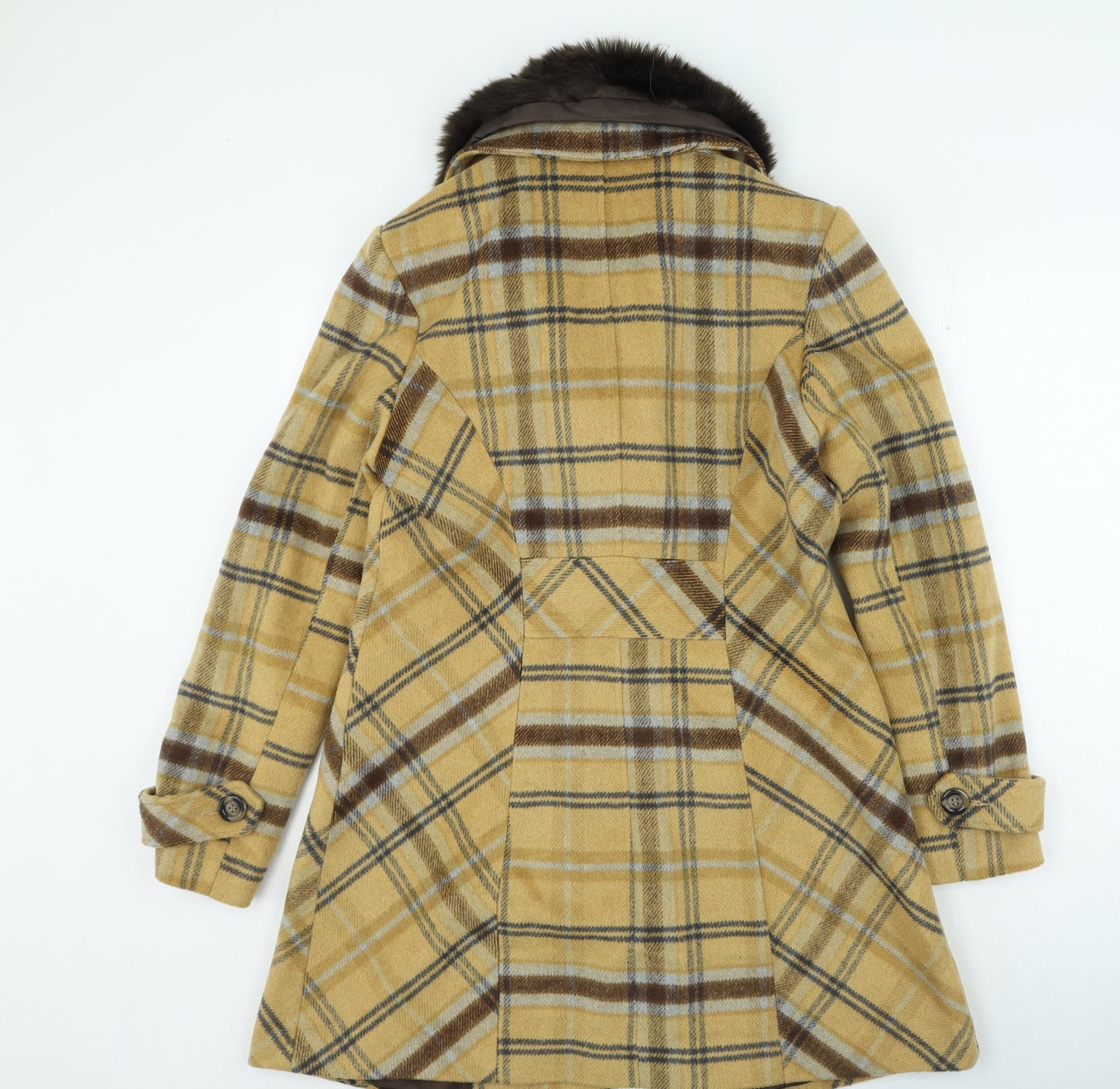 NEXT Womens Yellow Plaid Trench Coat Coat Size 14