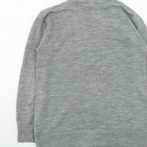 Choice Womens Grey Round Neck Acrylic Cardigan Jumper Size M
