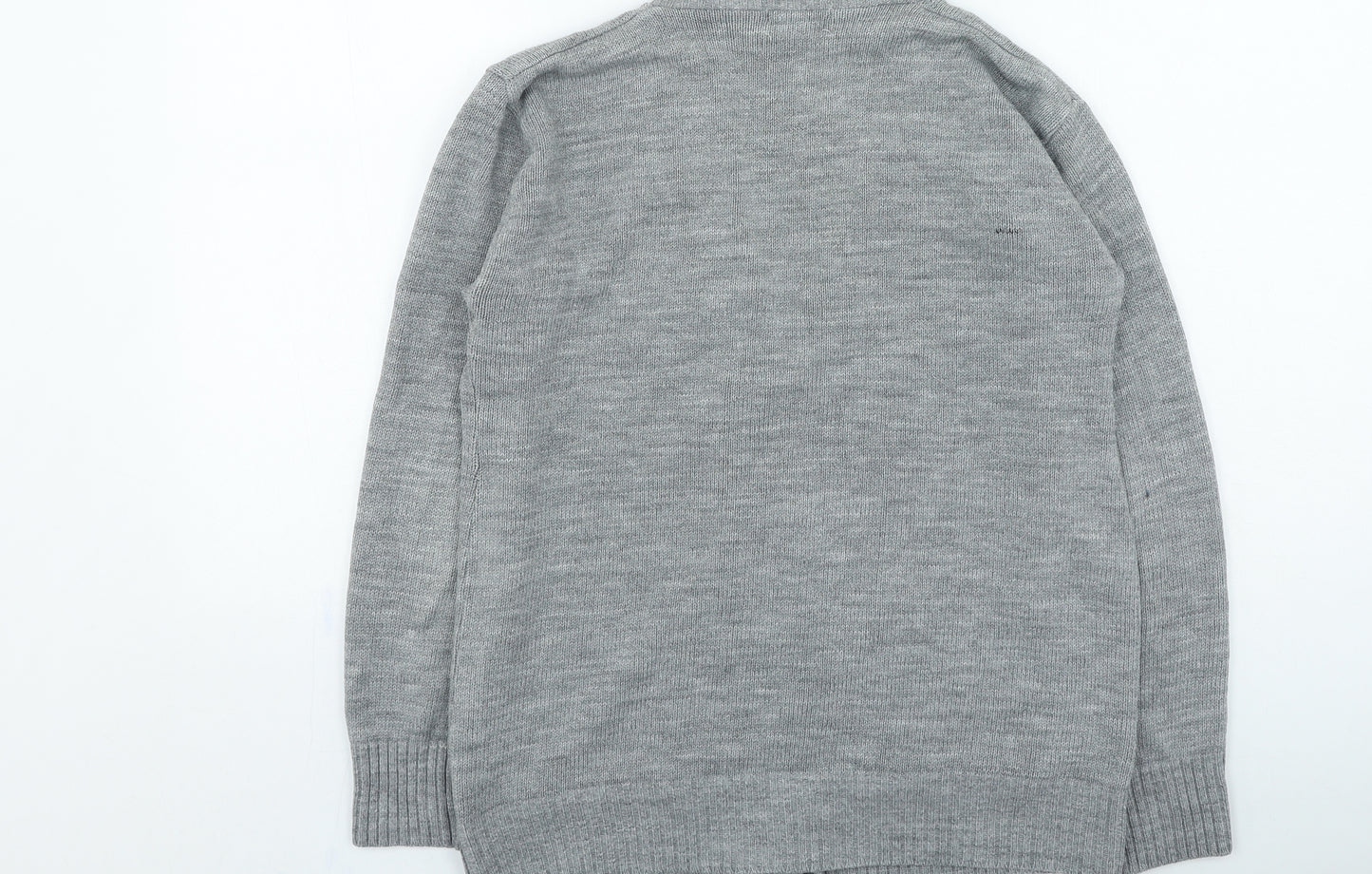 Choice Womens Grey Round Neck Acrylic Cardigan Jumper Size M