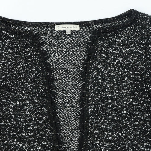 F&F Womens Black V-Neck Acrylic Cardigan Jumper Size 14
