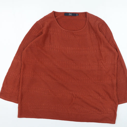 Isle Womens Orange Round Neck Acrylic Pullover Jumper Size 14