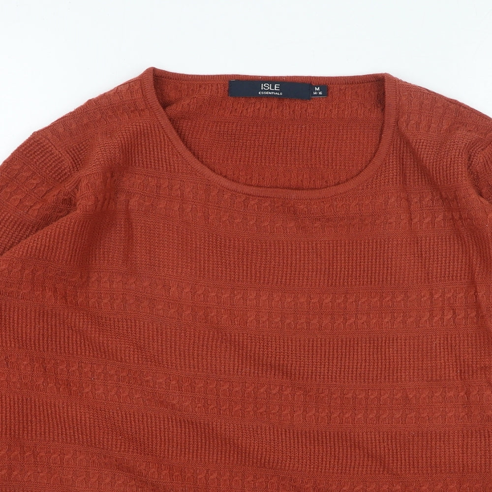 Isle Womens Orange Round Neck Acrylic Pullover Jumper Size 14
