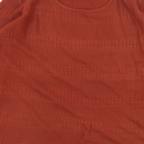 Isle Womens Orange Round Neck Acrylic Pullover Jumper Size 14
