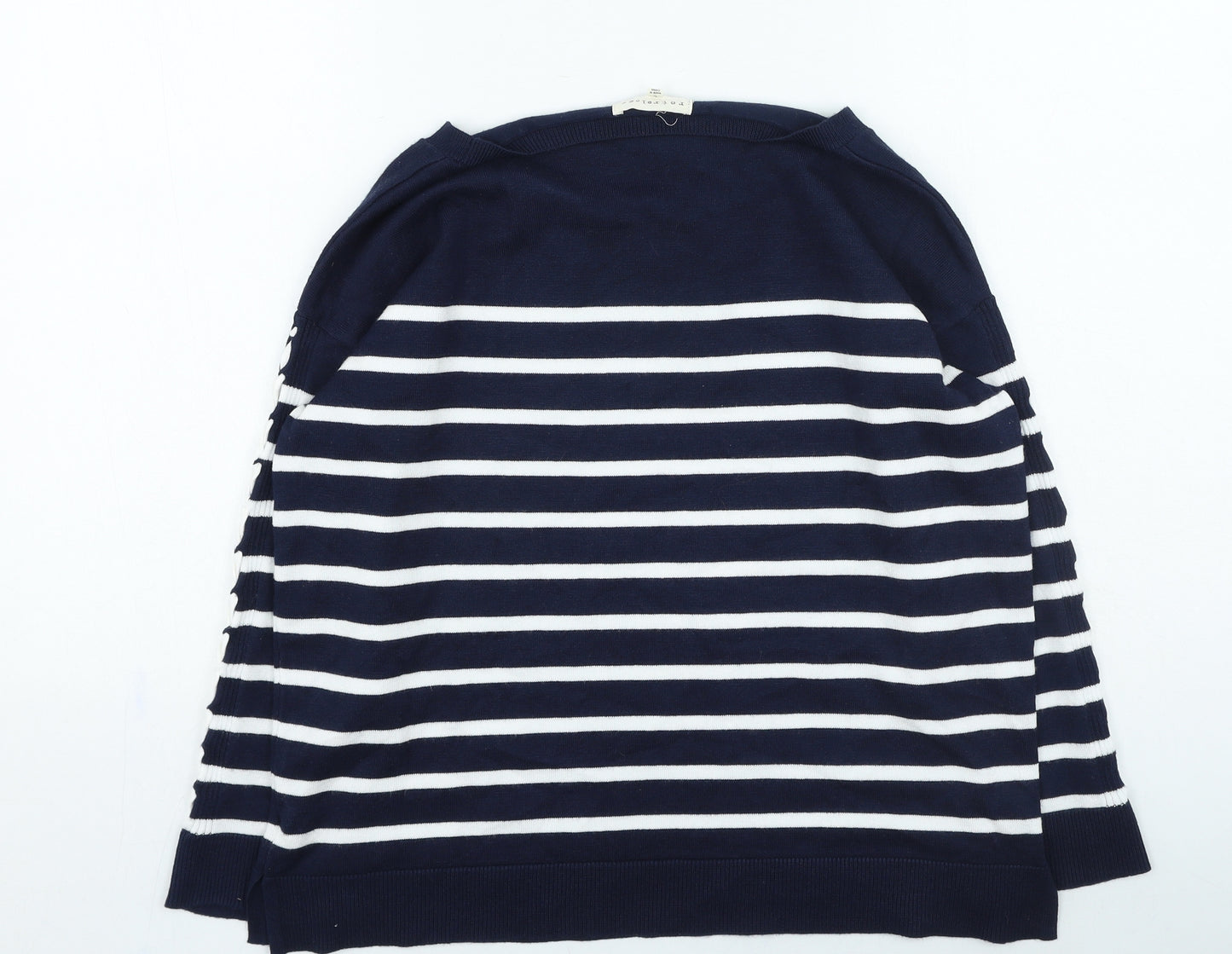 retrology Womens Blue Round Neck Striped Rayon Pullover Jumper Size L