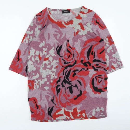 Klass Womens Multicoloured Round Neck Floral Acrylic Pullover Jumper Size M