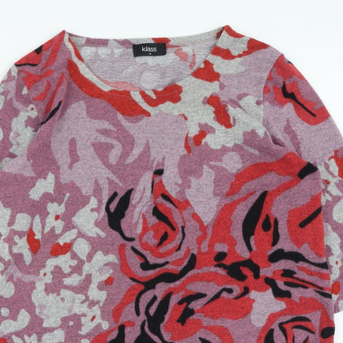 Klass Womens Multicoloured Round Neck Floral Acrylic Pullover Jumper Size M
