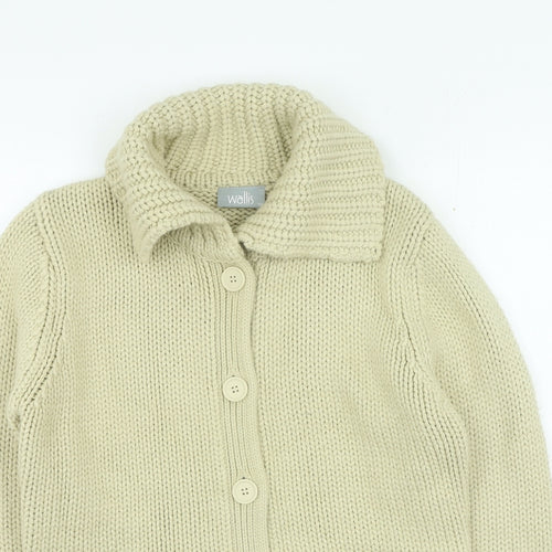Wallis Womens Beige Collared Acrylic Cardigan Jumper Size 10