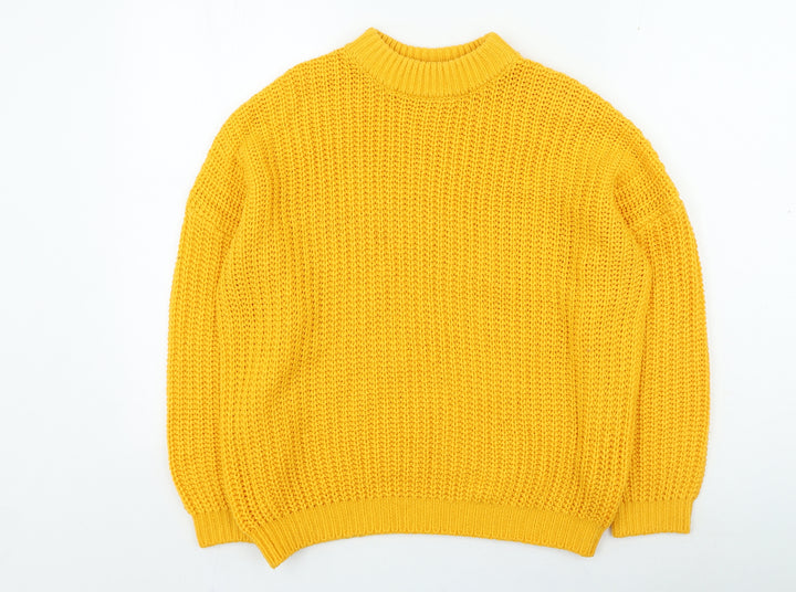 Red Herring Womens Orange High Neck Acrylic Pullover Jumper Size 14