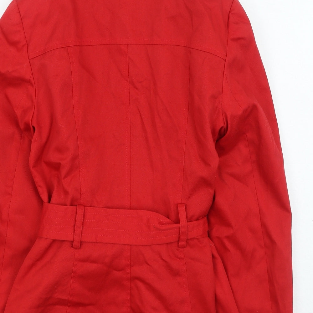 George Womens Red Trench Coat Coat Size 8