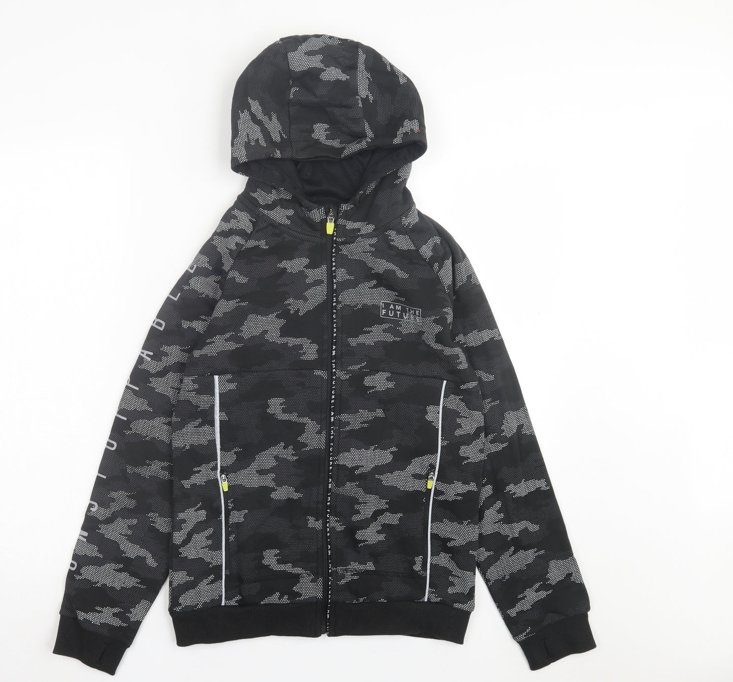 NEXT Boys Grey Camouflage Cotton Full Zip Hoodie Size 11-12 Years Zip