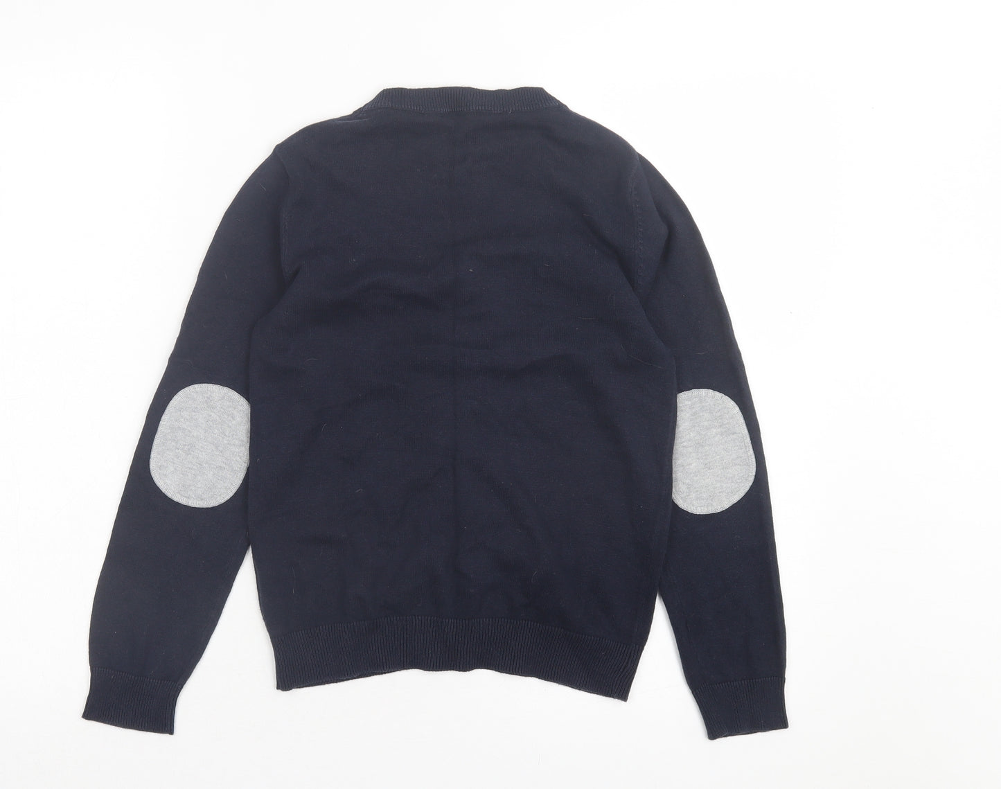 H&M Boys Blue V-Neck Cotton Cardigan Jumper Size 8 Years Button