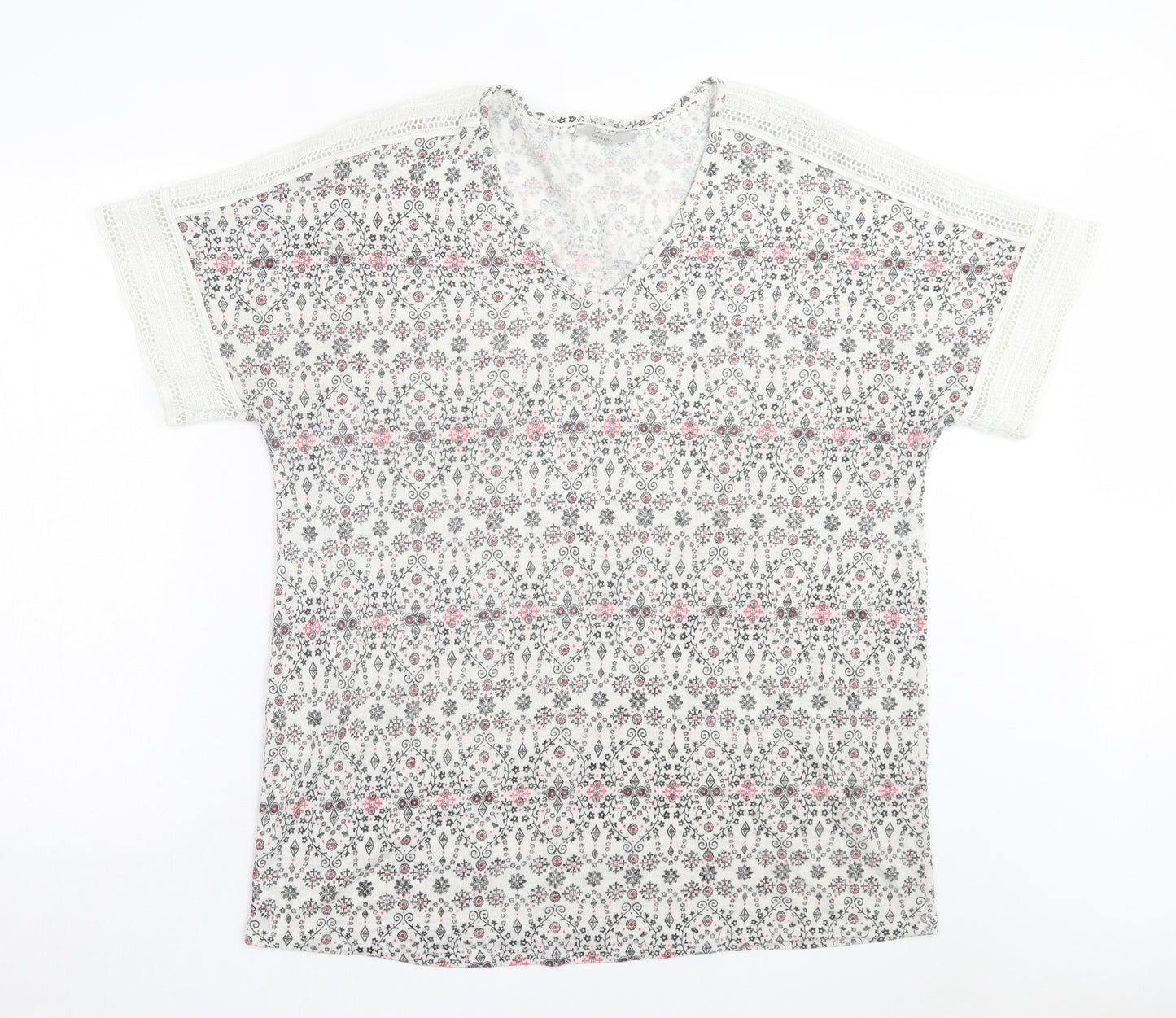 George Womens Multicoloured Geometric Viscose Basic T-Shirt Size 24 V-Neck