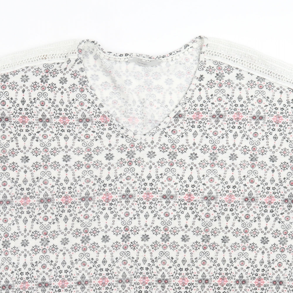 George Womens Multicoloured Geometric Viscose Basic T-Shirt Size 24 V-Neck