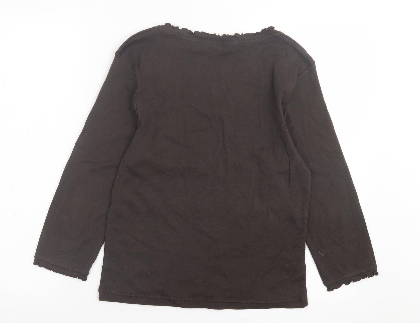 Papaya Womens Brown Cotton Basic T-Shirt Size 14 Scoop Neck - Lettuce Edging