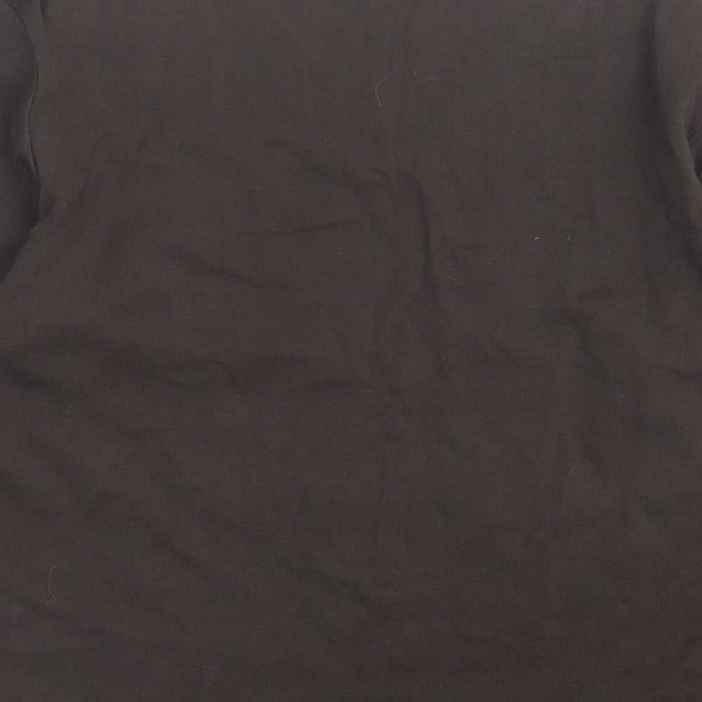 Papaya Womens Brown Cotton Basic T-Shirt Size 14 Scoop Neck - Lettuce Edging