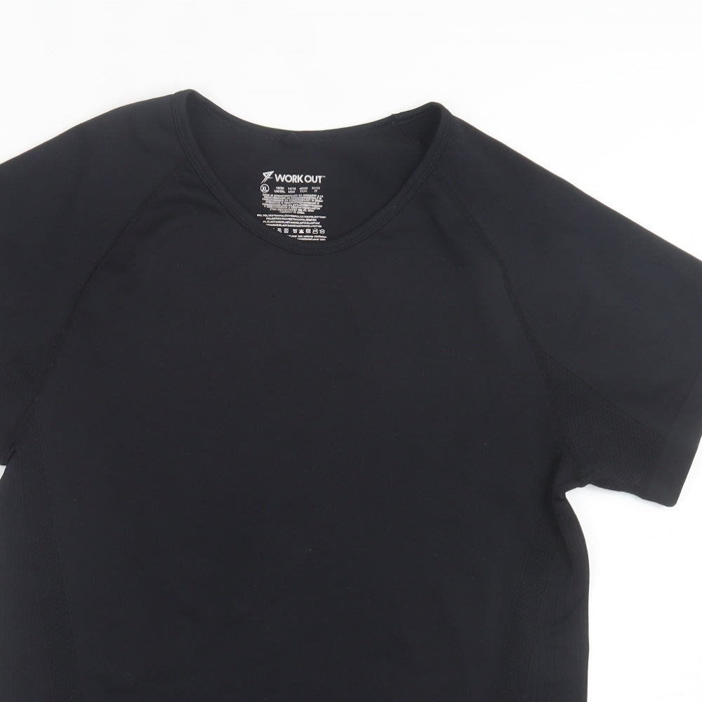 Primark Womens Black Polyester Basic T-Shirt Size XL Crew Neck Pullover