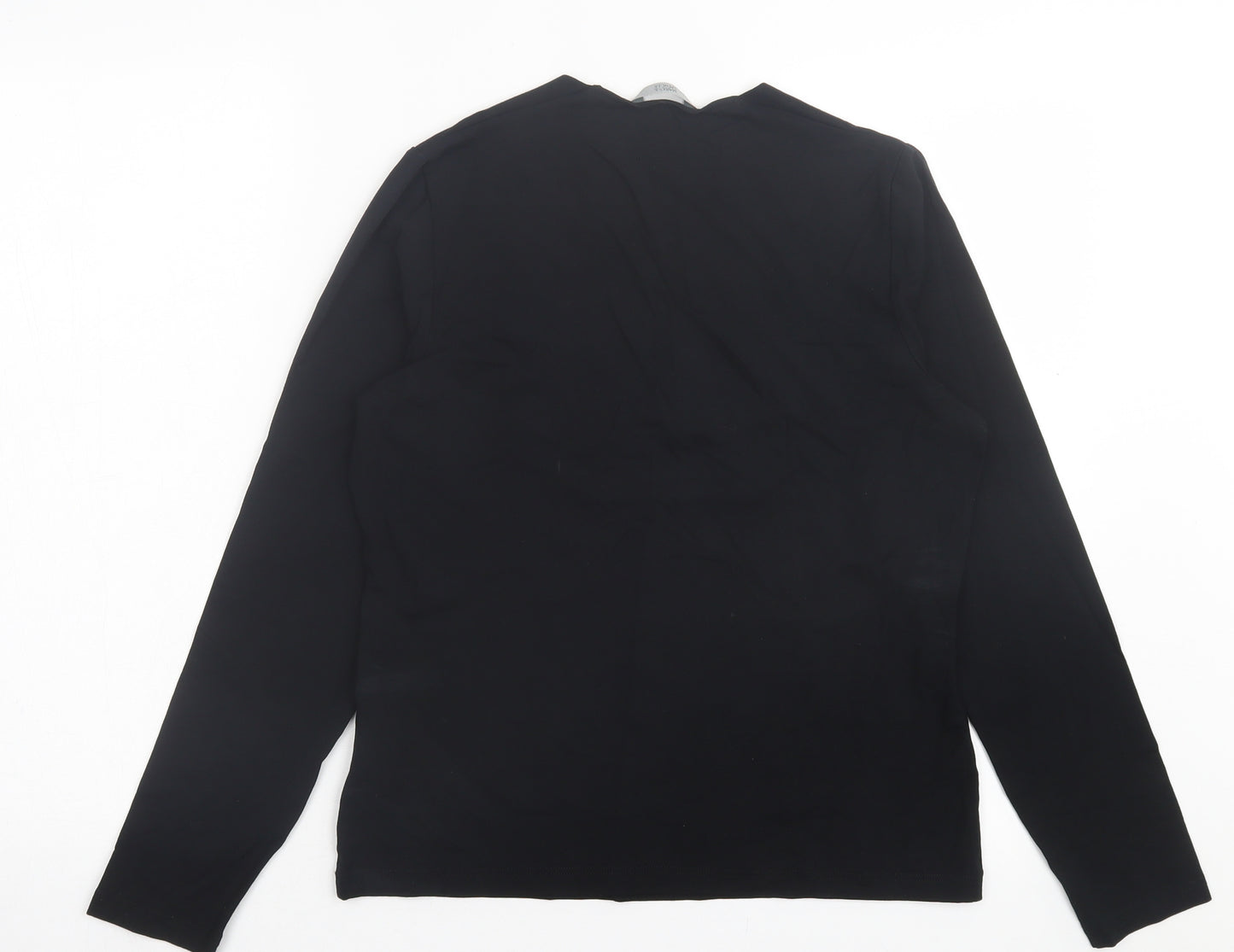 Marks and Spencer Womens Black Viscose Basic T-Shirt Size 14 Square Neck