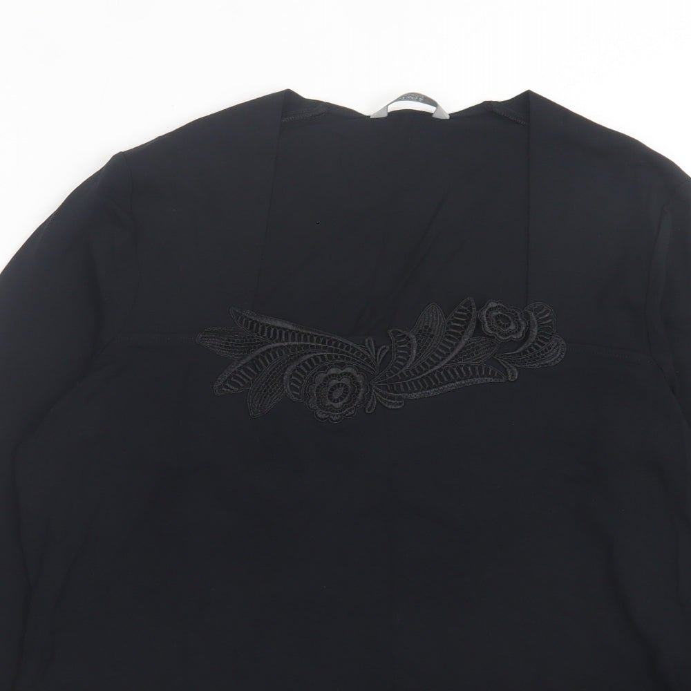 Marks and Spencer Womens Black Viscose Basic T-Shirt Size 14 Square Neck