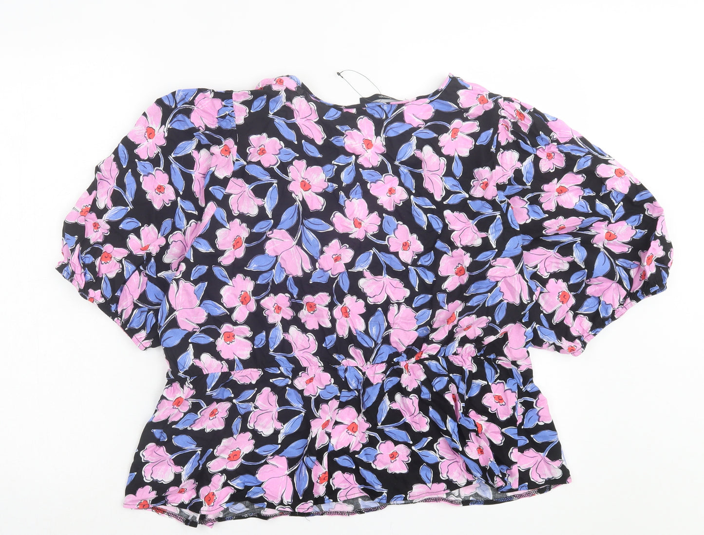 George Womens Pink Floral Viscose Basic Blouse Size 18 V-Neck