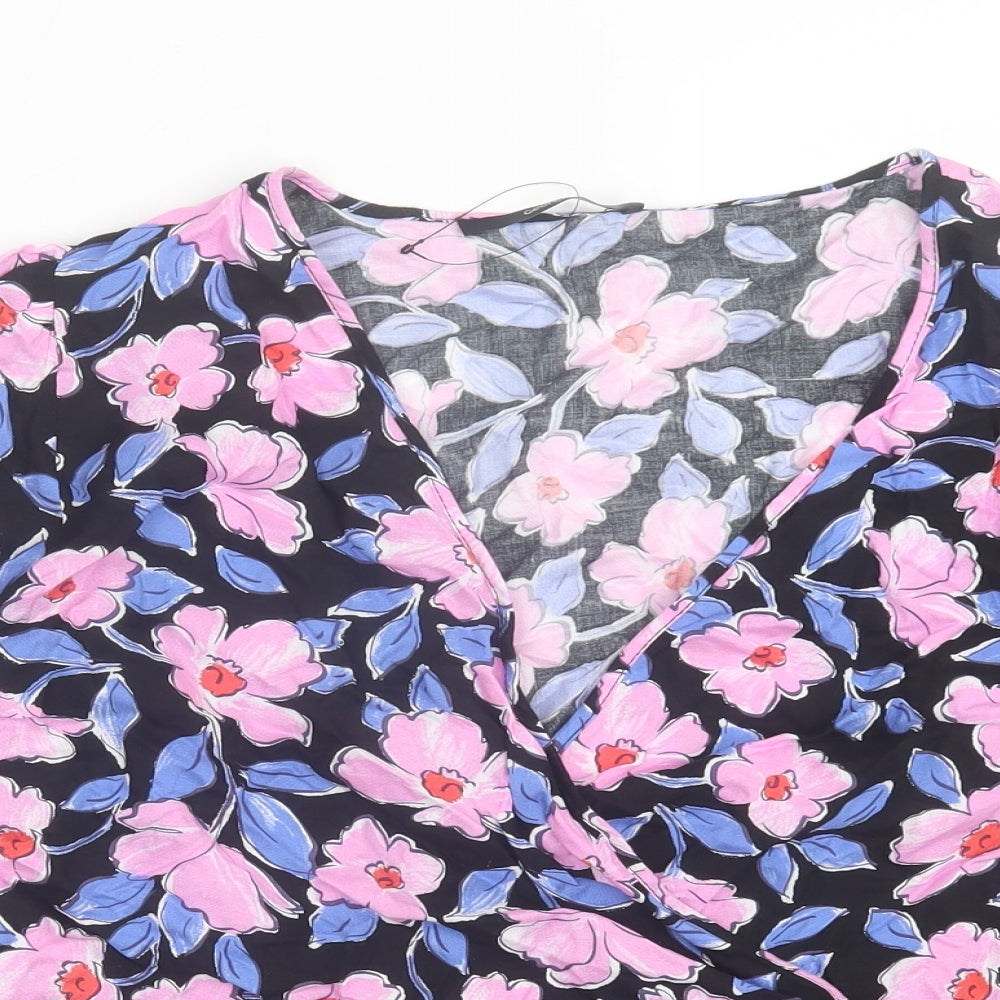 George Womens Pink Floral Viscose Basic Blouse Size 18 V-Neck