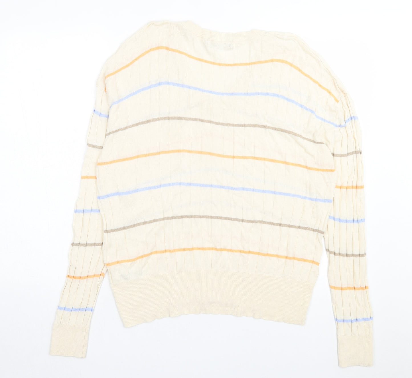 Marks and Spencer Womens Multicoloured V-Neck Striped Viscose Pullover Jumper Size XL